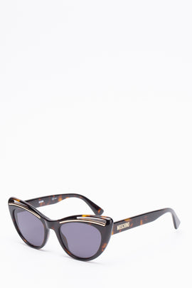 RRP€260 MOSCHINO MOS036/S Cat Eye Sunglasses Tortoiseshell Cut Out Glossy Frame