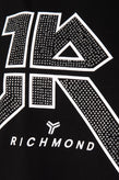 JOHN RICHMOND T-Shirt Top US6 IT46-48 M Rhinestones Coated Logo Crew Neck gallery photo number 3