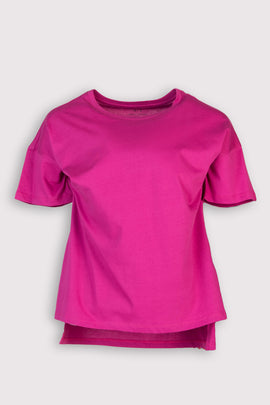 ARMANI EXCHANGE T-Shirt Top Size XS Pink Dipped Hem Glitter Coated Logo Back