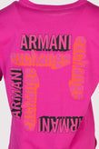 ARMANI EXCHANGE T-Shirt Top Size XS Pink Dipped Hem Glitter Coated Logo Back gallery photo number 5