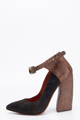 RRP €340 MISSONI Leather Court Shoes US8 EU38 UK5 Wood Imitation Ankle Strap