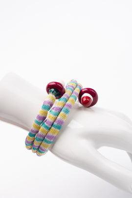 RRP€565 MISSONI Crochet Wrap Around Bracelet Enamel Embellishment Made in Italy