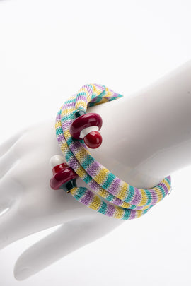 RRP€565 MISSONI Crochet Wrap Around Bracelet Enamel Embellishment Made in Italy