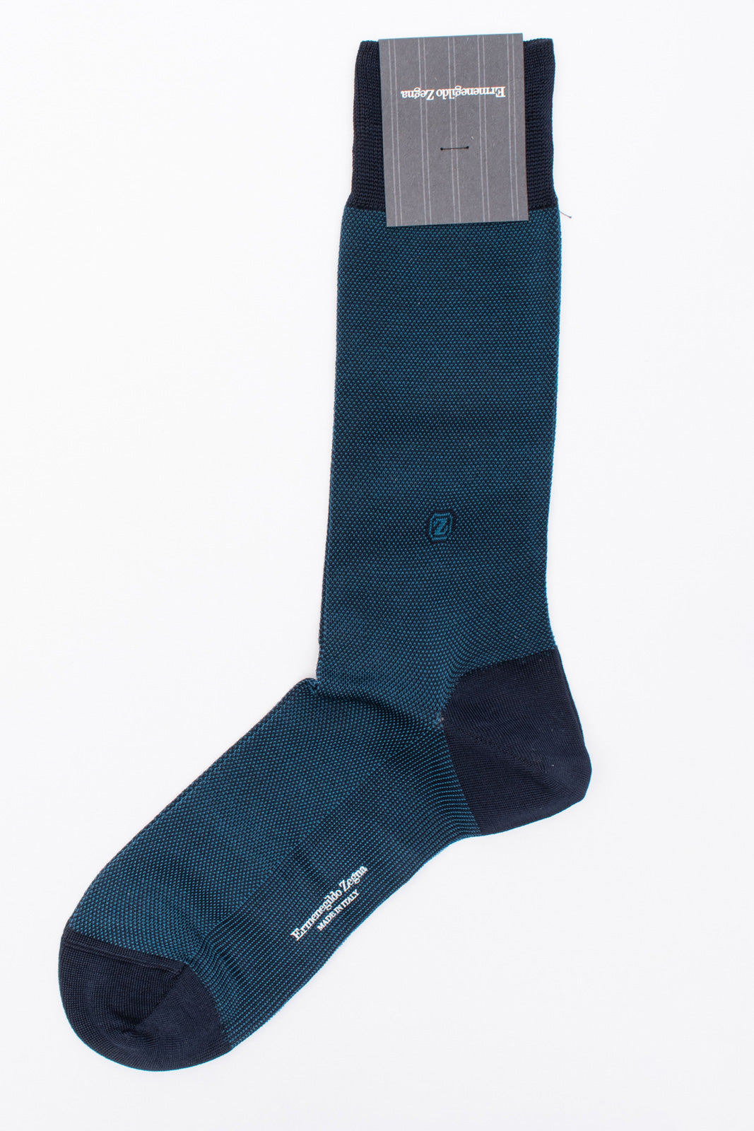 RRP€29 ZEGNA Mid Calf Socks One Size Norda Iconic Two Tone Design Made in Italy gallery main photo