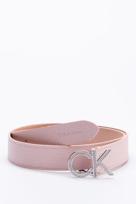 CALVIN KLEIN Leather Belt Size 90/36 Pink Grainy Re-Lock Mesh Blank Buckle gallery photo number 1