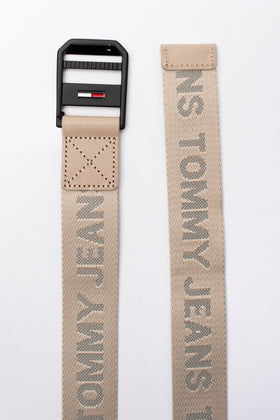TOMMY JEANS Webbing Belt Size 85/34 Repeat Logo Metal Ladder Buckle Closure gallery photo number 3