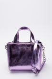 TOMMY JEANS Tote Shoulder Bag Varnished PU Leather Zipped Mirrored Metallic gallery photo number 1