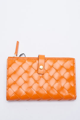 RRP€630 BOTTEGA VENETA Intrecciato Leather Bifold Wallet Orange Card Pockets