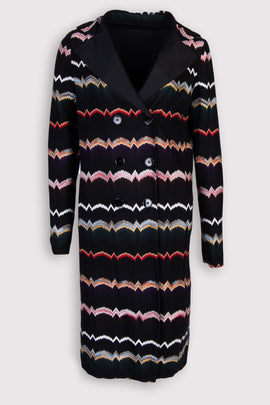 RRP €2100 MISSONI Coat US4 IT40 S Zig Zag Pattern Double Breasted Made in Italy