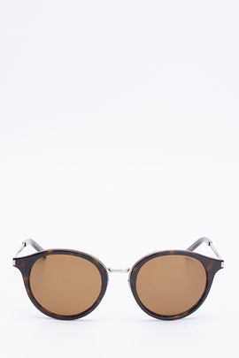 RRP €340 SAINT LAURENT SL57 Round Sunglasses Tortoiseshell Pattern Brown Lenses