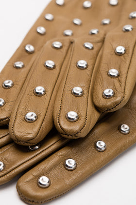 RRP€550 BOTTEGA VENETA Leather Gloves Size S / 7 Silk Lining Studs Embellished gallery photo number 5