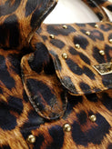 2STAR Flap Tote Bag Textured PU Leather Leopard Pattern Studded Turnlock gallery photo number 10