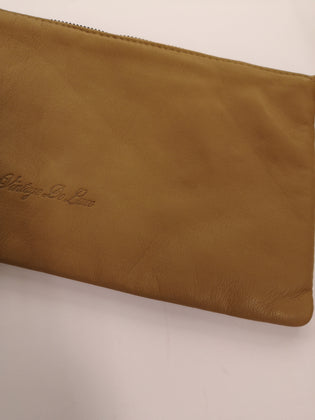 VINTAGE DE LUXE Leather Clutch Bag HANDMADE CRAFT LIMITED Zipped Made in Italy gallery photo number 7