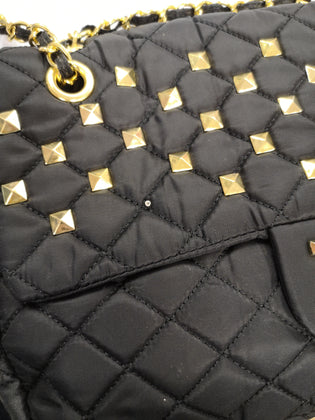 SWEET MATILDA Shoulder Bag Quilted Studded Woven Chain Strap Turnlock Flap gallery photo number 8