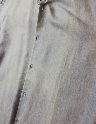 SELECTED HOMME Light Denim Shirt Size M Garment Dye Button Front Grandad Collar gallery photo number 10
