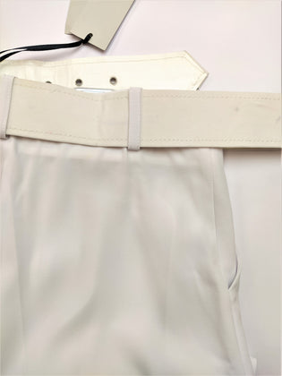 FLY GIRL Cropped Trousers Size IT 42 S White Wide Leg Belted Made in Italy gallery photo number 11