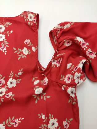 L'ACADEMIE Satin Shirt Blouse Size XS Inner Layer Floral Could Shoulder Sleeve gallery photo number 10