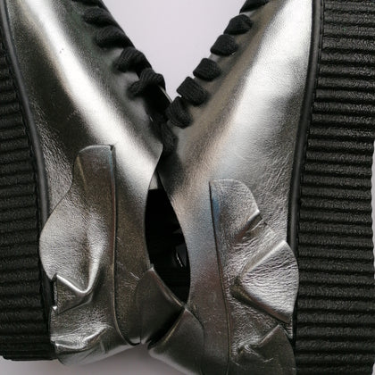 RRP€235 PINKO ENDINE Leather Sneakers - EU 39 UK 5 US 9 Crumpled Metallic gallery photo number 9
