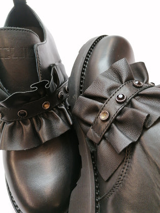 RRP €120 CULT Leather Slip On Shoes EU38 UK5 US7.5 Rhinestones Ruffle Logo Bow gallery photo number 10