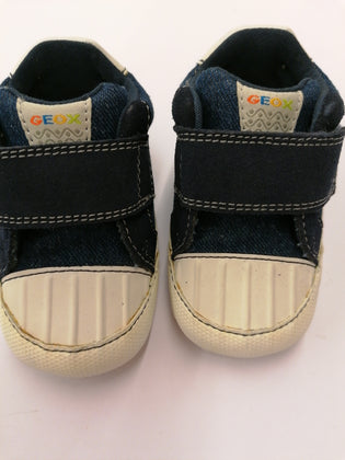 GEOX RESPIRA Baby Denim & Leather Sneakers Size 19 UK 3 US 4 Breathable Logo gallery photo number 10