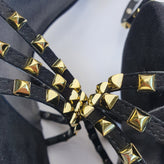 CAFENOIR Ankle Strap Sandals Size 37 UK 4 US 7 High Heel Studded Made in Italy gallery photo number 8
